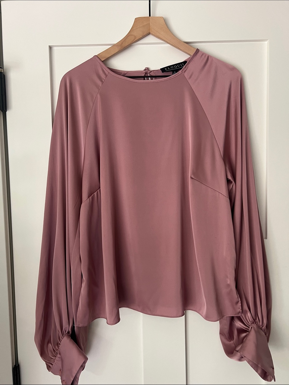ELOQUII Poet Sleeve Tie Back Blouse Mauve Dusty Rose Women’s Size 14 - Picture 4 of 14